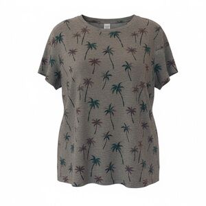 torrid Palm Tree Print Women's Gray Blue Top Size 1, 1X Tee Shirt